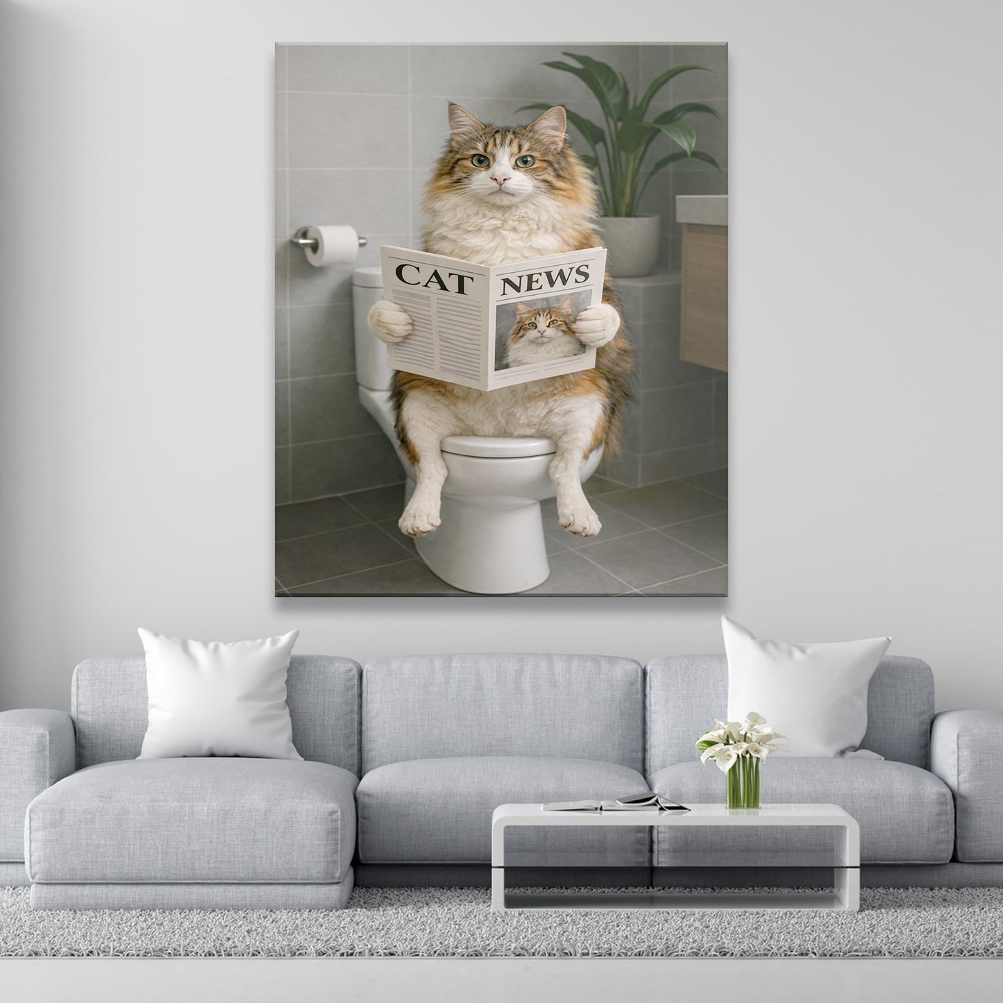 Custom Photo Cat Bathroom Style 4 Canvas Gift For Cat Lovers