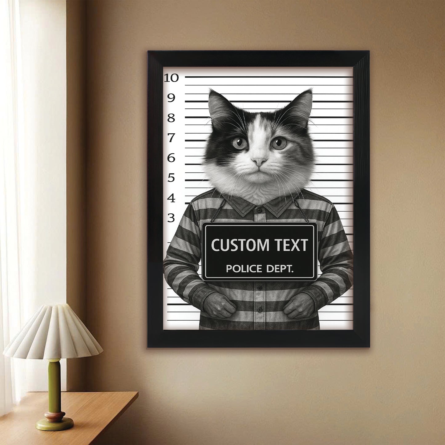Custom Photo Cat Wanted By Pawlice Canvas Framed Wall Art _ Gifts For Cat Lovers
