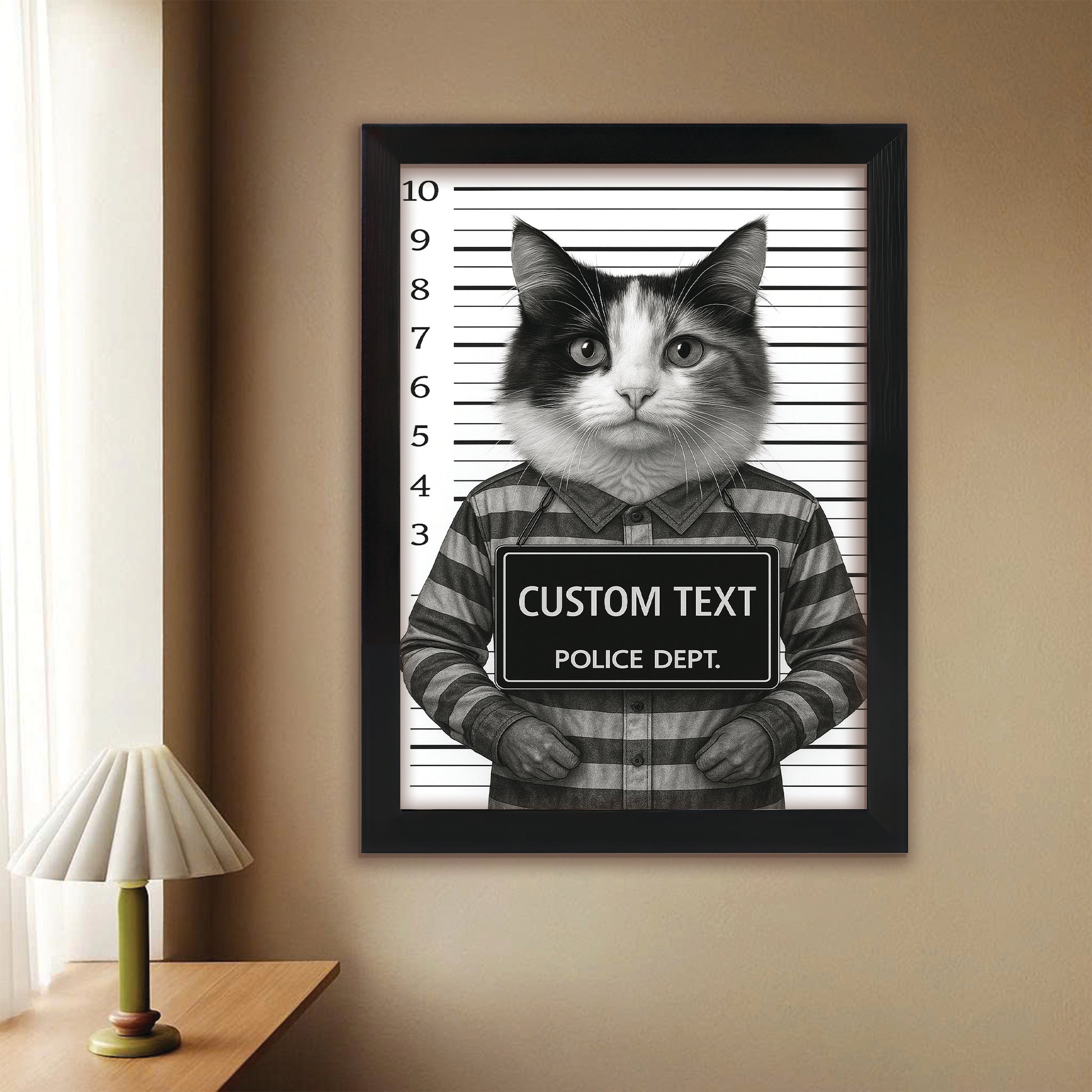 Custom Photo Cat Wanted By Pawlice Canvas Framed Wall Art _ Gifts For Cat Lovers
