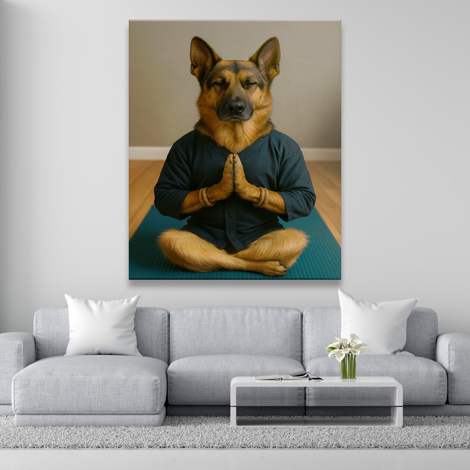 Custom Photo Yoga Dog Canvas Gift For Dog Lovers