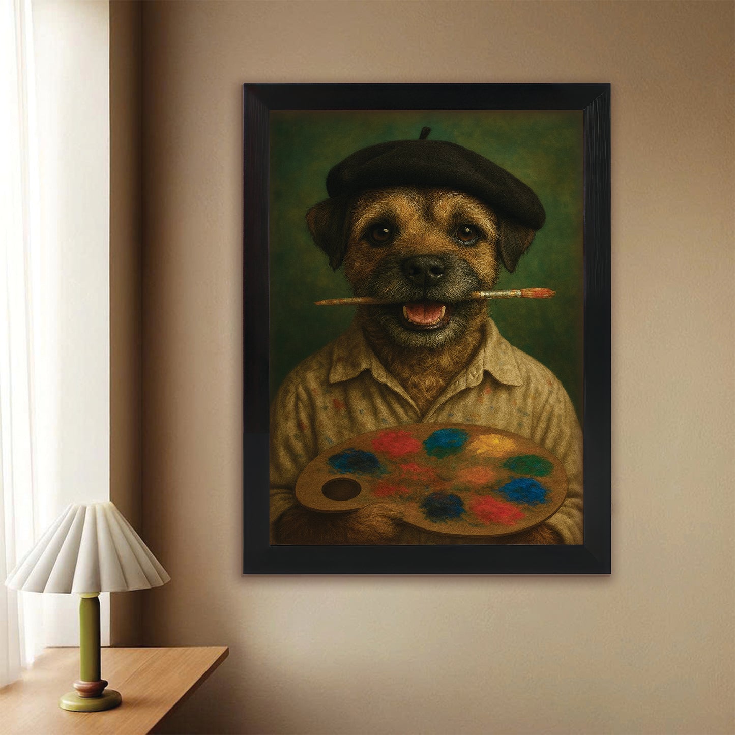 Custom Photo Artist Dog Canvas Framed Wall Art Gift For Dog Lovers