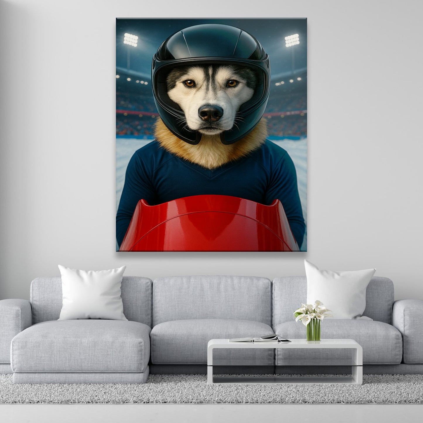 Custom Photo Bobsled Winter Race Dog Canvas Gift For Dog Lovers
