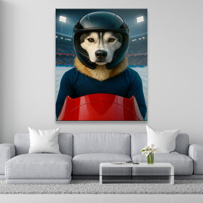Custom Photo Bobsled Winter Race Dog Canvas Gift For Dog Lovers
