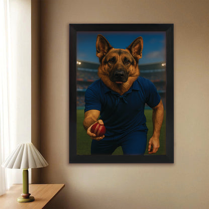 Custom Photo Bowler Dog Canvas Framed Wall Art Gift For Dog Lovers
