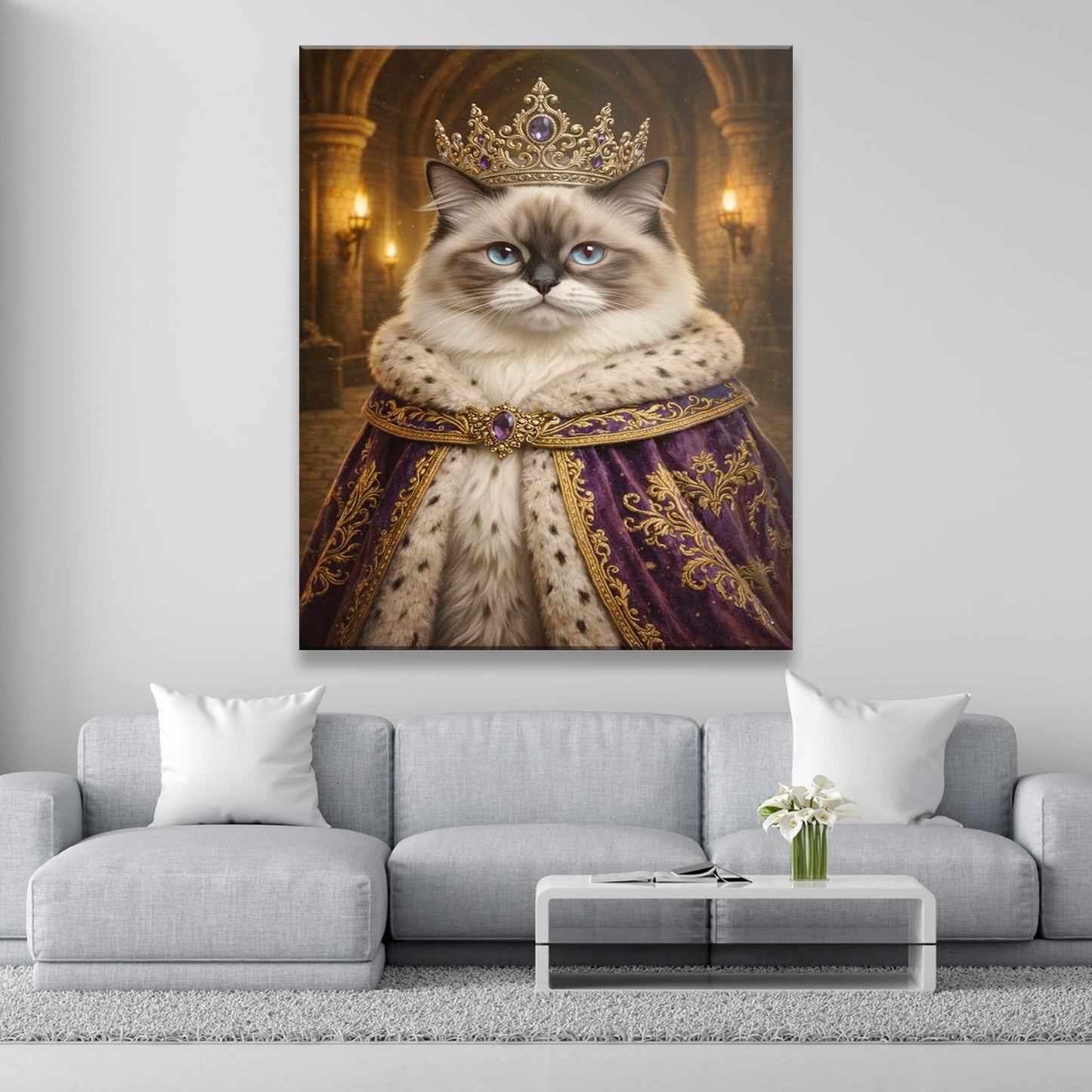 Custom Photo Queen King Cat Canvas Gift For Cat Lovers