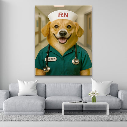 Custom Photo Registed Nurse Dog Canvas Gift For Dog Lovers