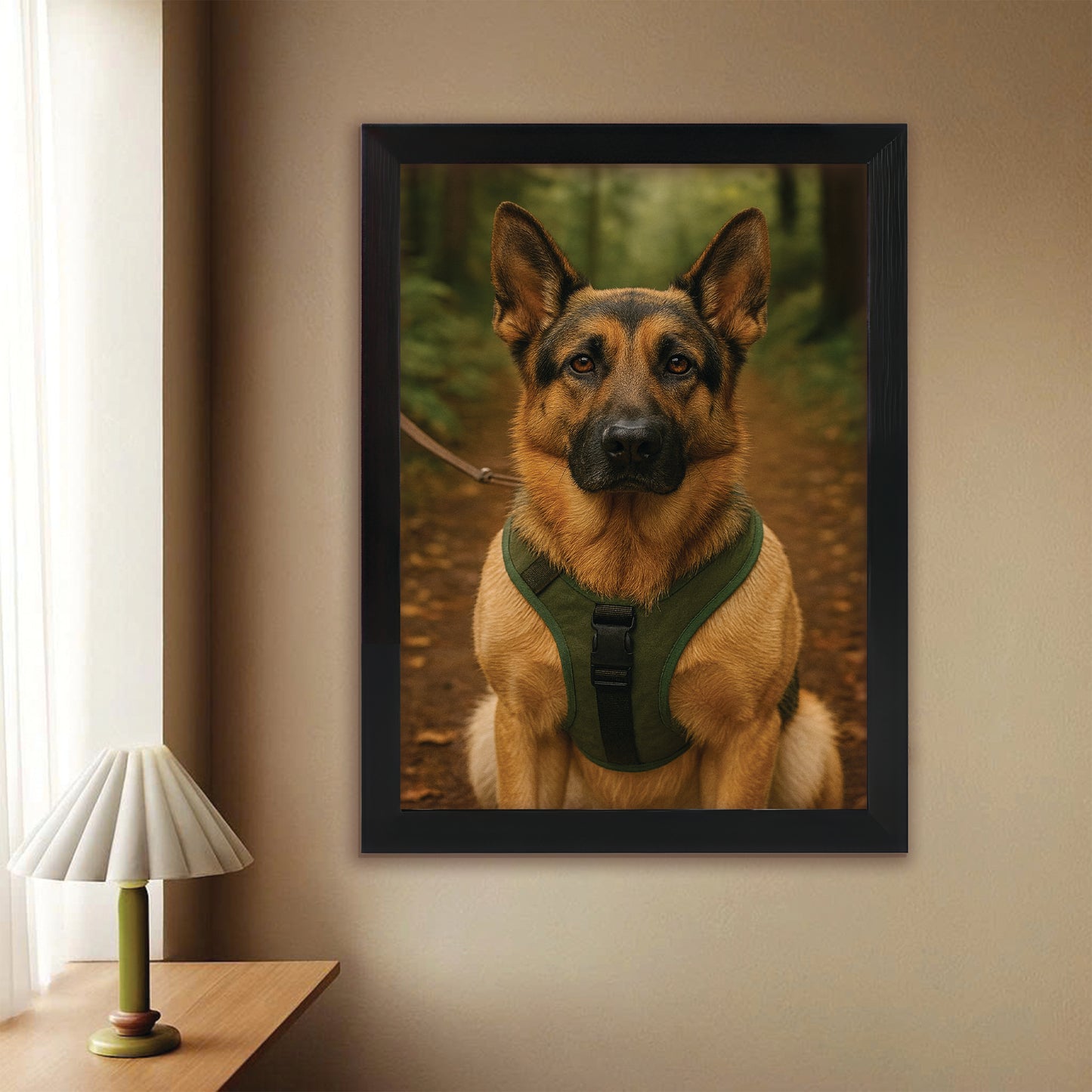 Custom Photo Hiking Dog Canvas Framed Wall Art Gift For Dog Lovers