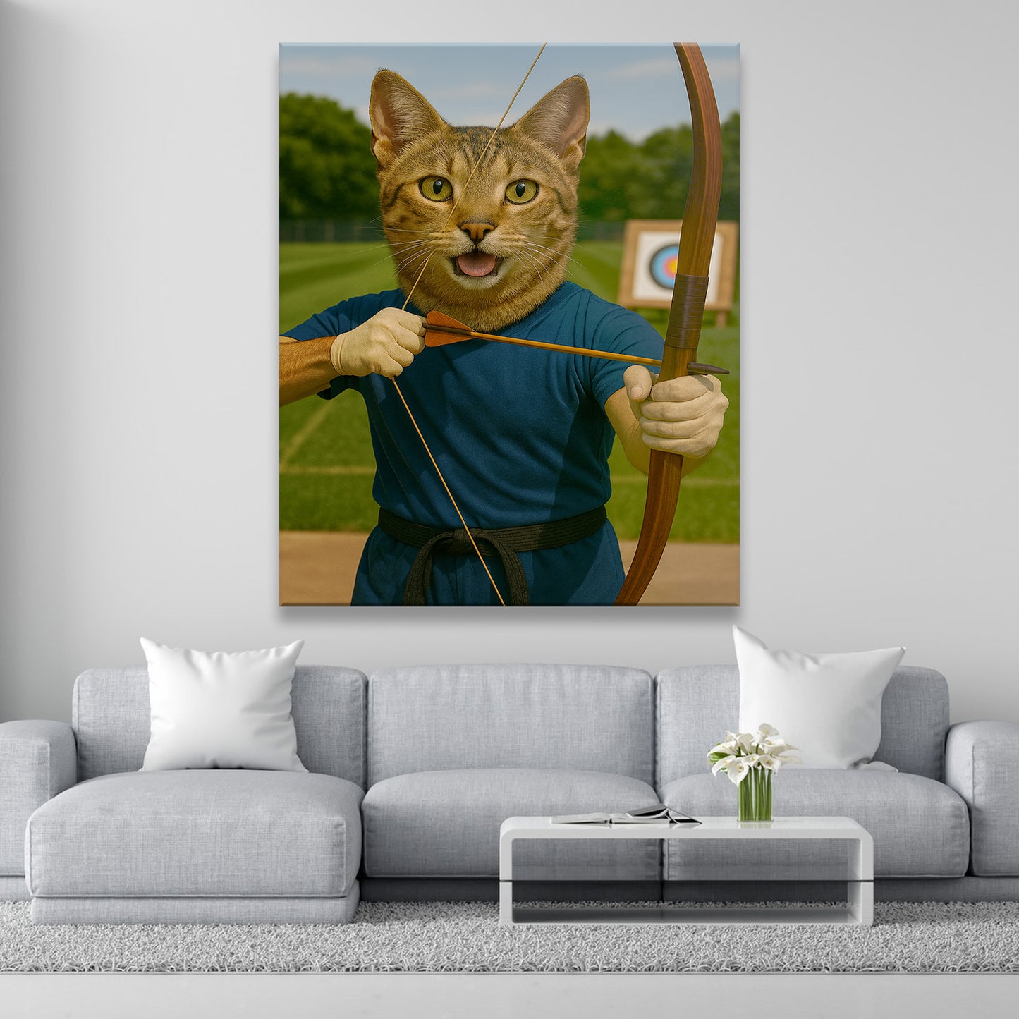 Custom Photo Archery Cat Canvas Gift For Cat Lovers
