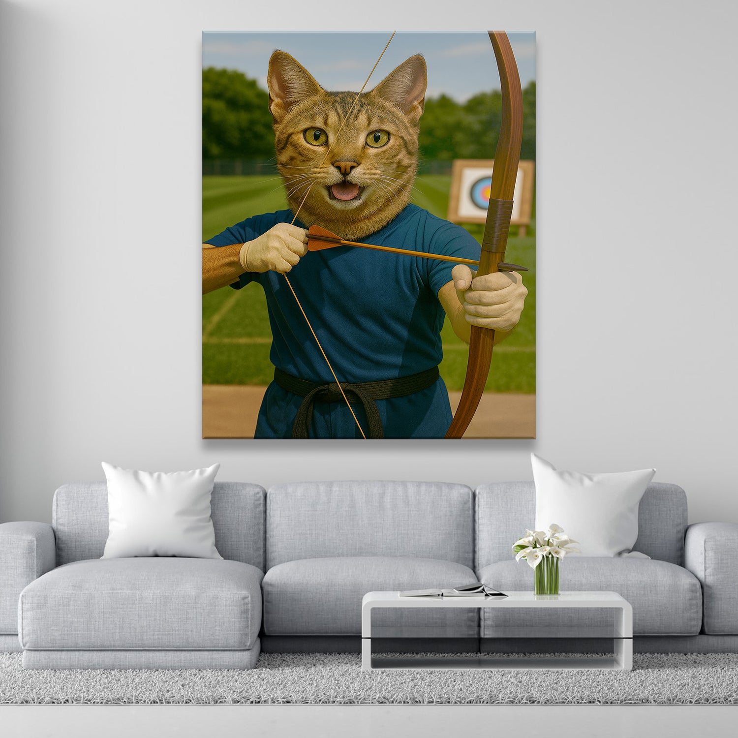 Custom Photo Archery Cat Canvas Gift For Cat Lovers