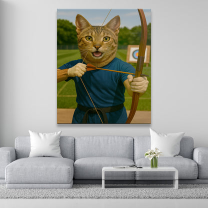 Custom Photo Archery Cat Canvas Gift For Cat Lovers