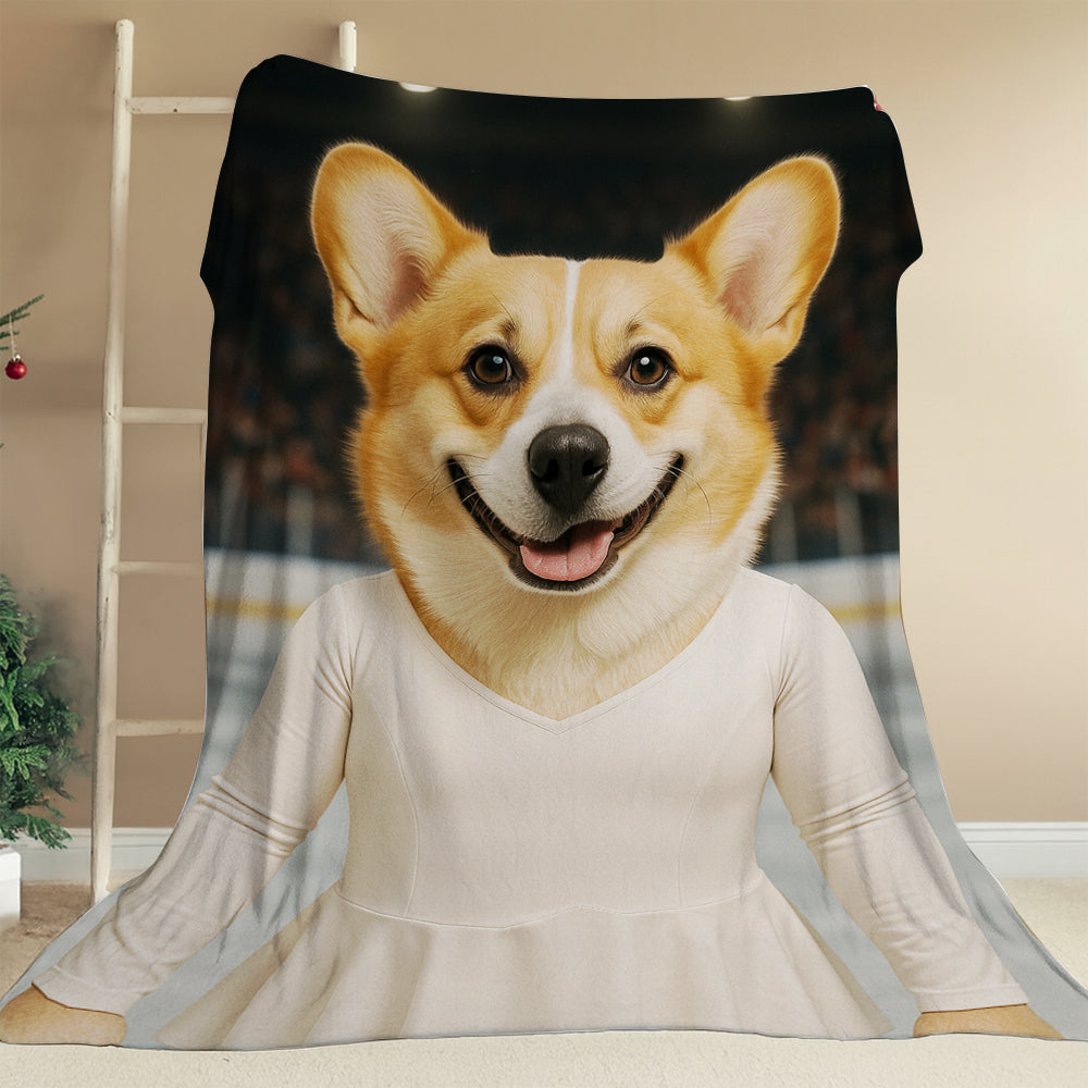 Custom Photo Ice Skater Dog BlanketGift For Dog Lovers