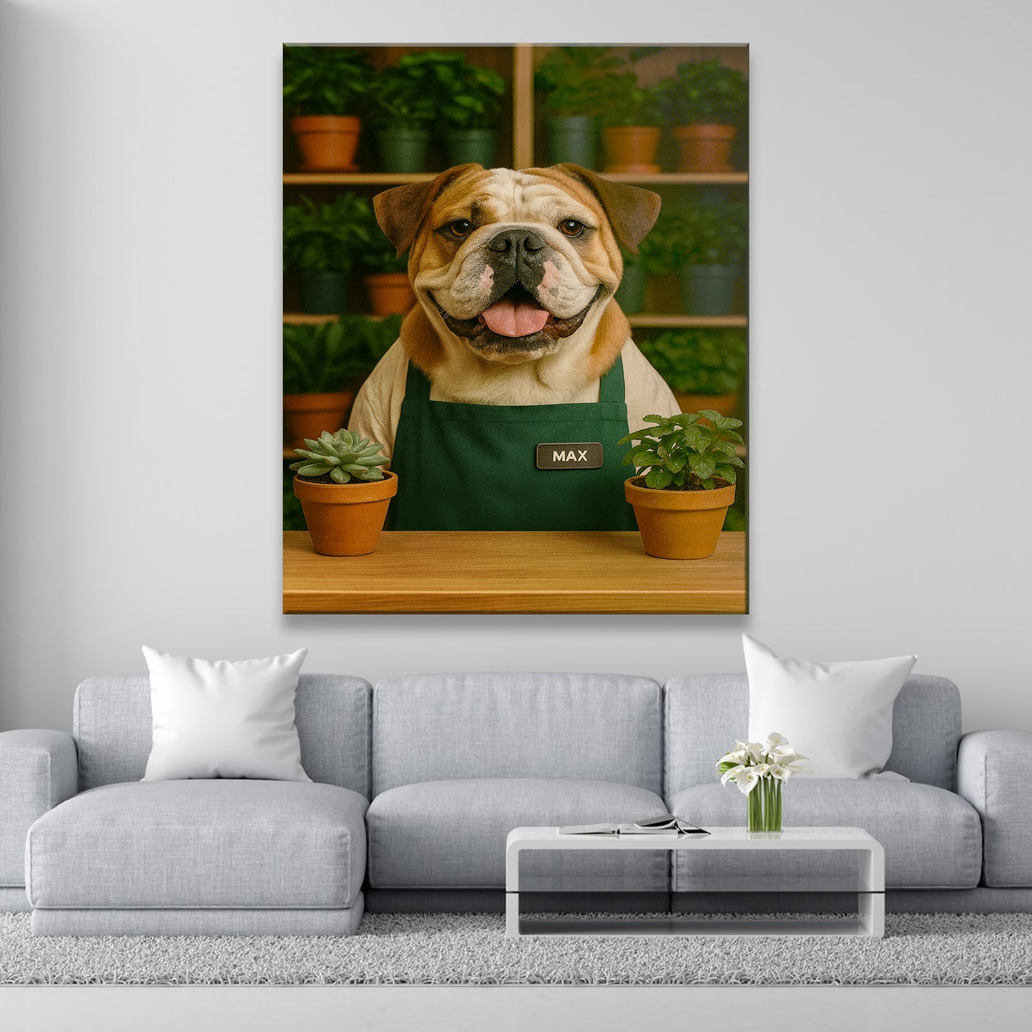Custom Photo Gardener Dog Canvas Gift For Dog Lovers