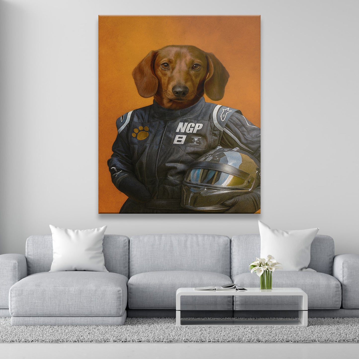 Custom Photo Dog Racer Canvas Gift For Dog Lovers
