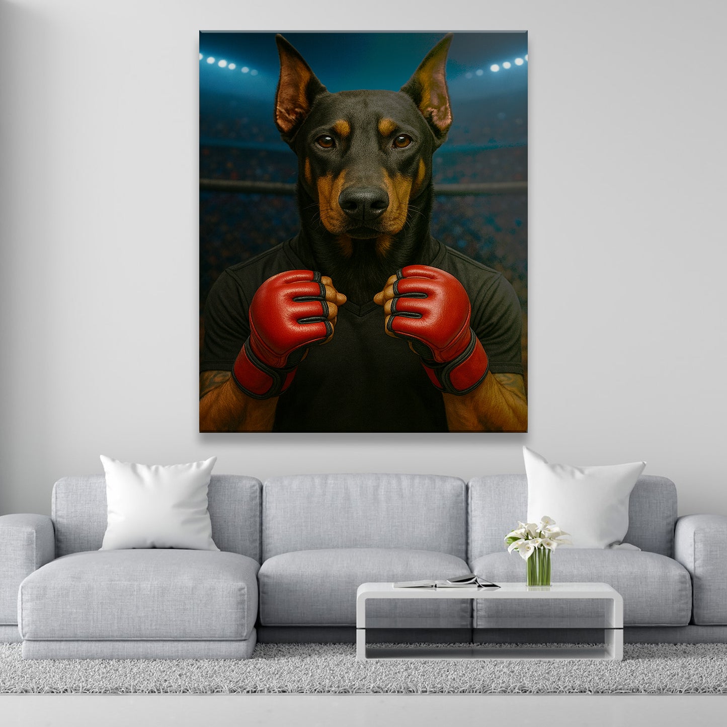 Custom Photo Mma Dog Canvas Gift For Dog Lovers