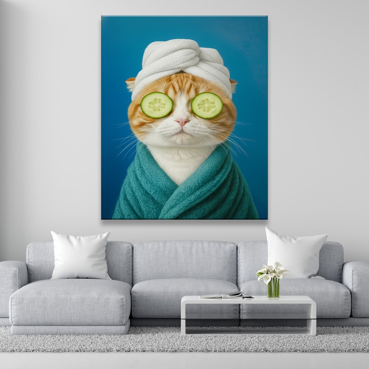 Custom Photo Cat Bathroom Style 21 Canvas Gift For Cat Lovers