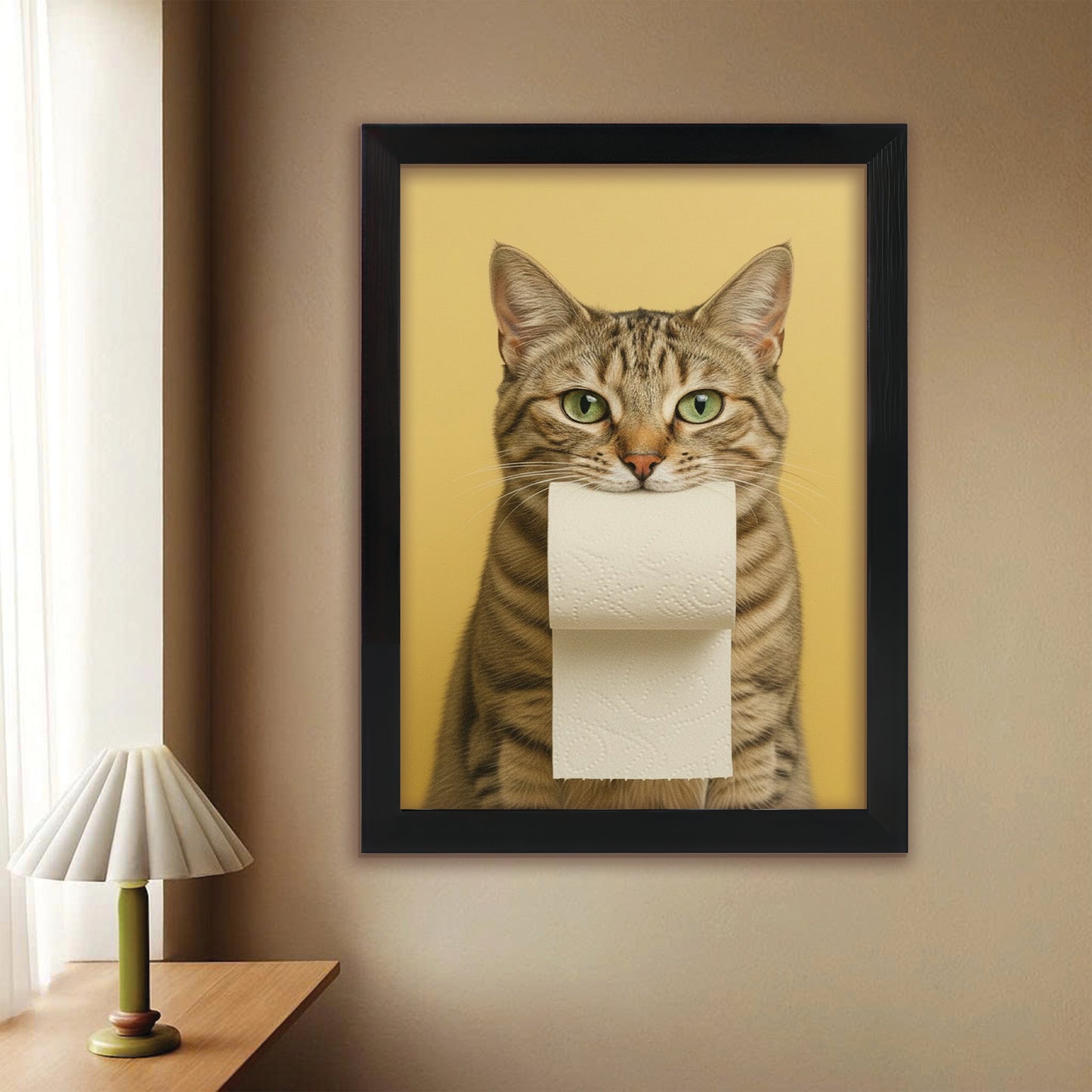 Custom Photo Cat Bathroom Style 23 Canvas Framed Wall Art Gift For Cat Lovers