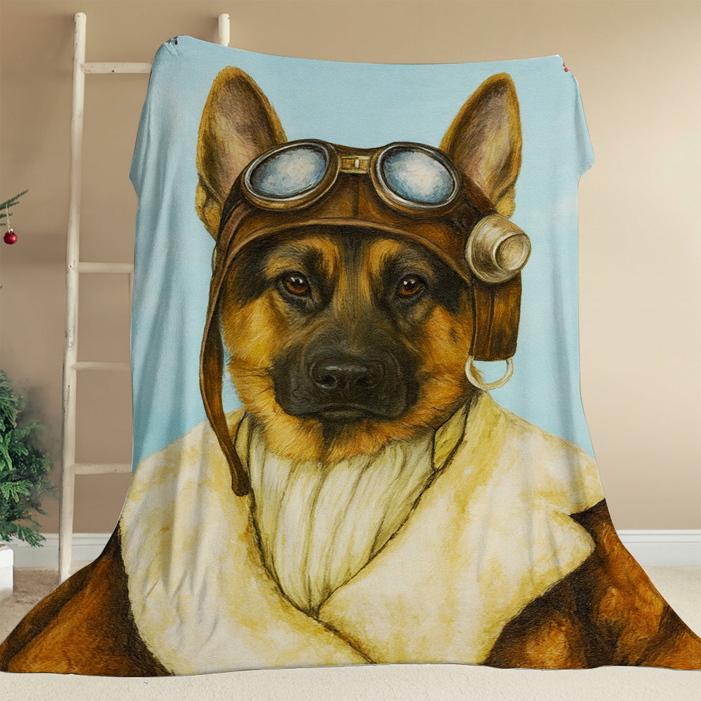 Custom Photo Portrait Pilot BlanketGift For Dog Lovers