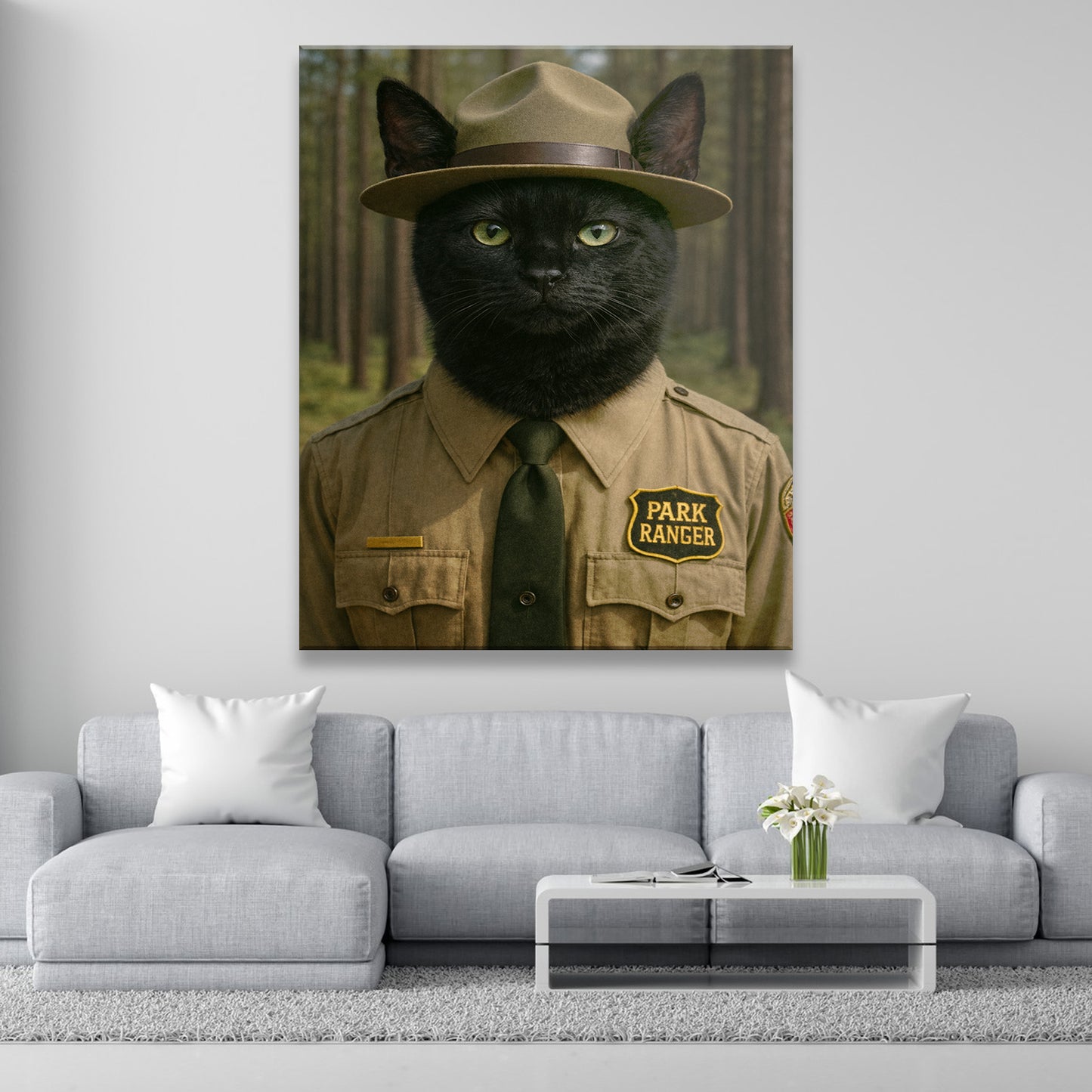 Custom Photo Park Ranger Cat Canvas