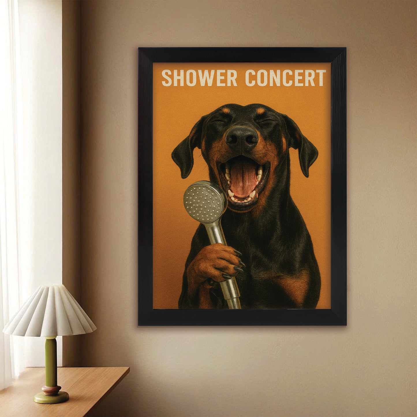 Custom Photo Dog Bathroom Style 32 Canvas Framed Wall Art Gift For Dog Lovers
