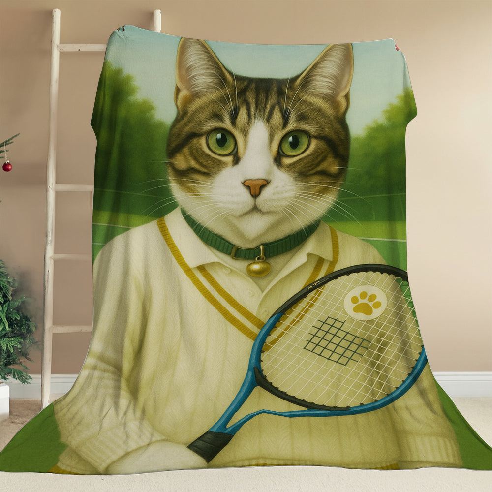 Custom Photo Tennis Player Cat Blanket
