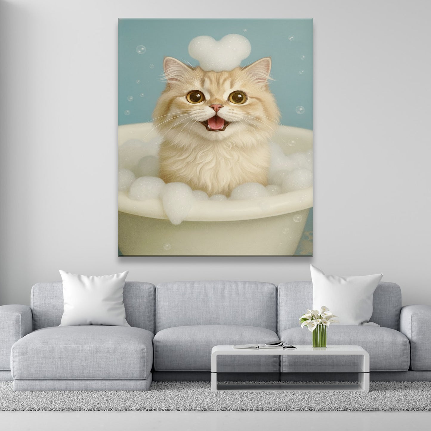 Custom Photo Cat Bathroom Style 29 Canvas Gift For Cat Lovers