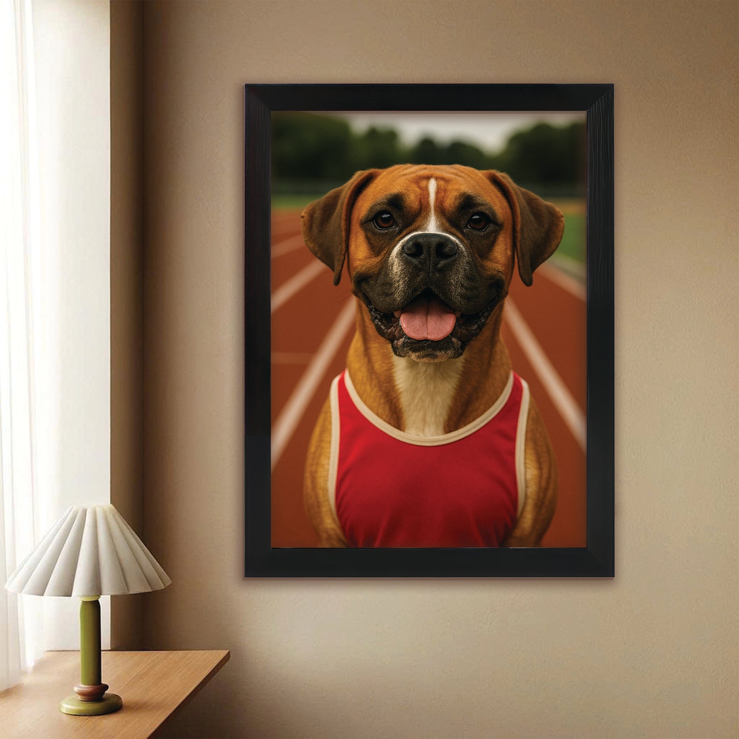 Custom Photo Runner Dog Canvas Framed Wall Art Gift For Dog Lovers