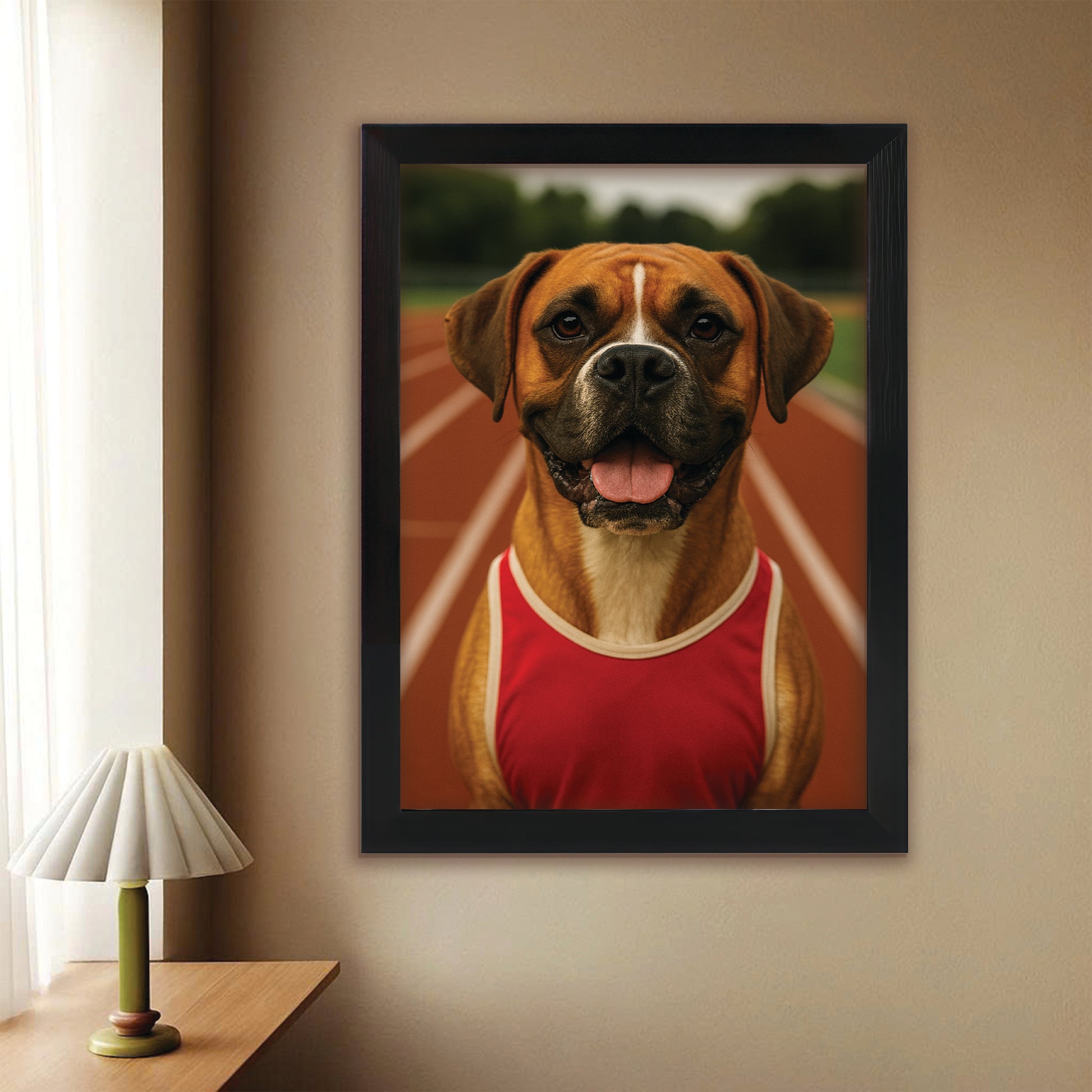 Custom Photo Runner Dog Canvas Framed Wall Art Gift For Dog Lovers