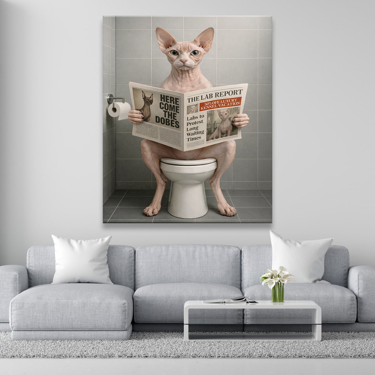 Custom Photo Cat Bathroom Canvas Style 03 Gift For Cat Lovers