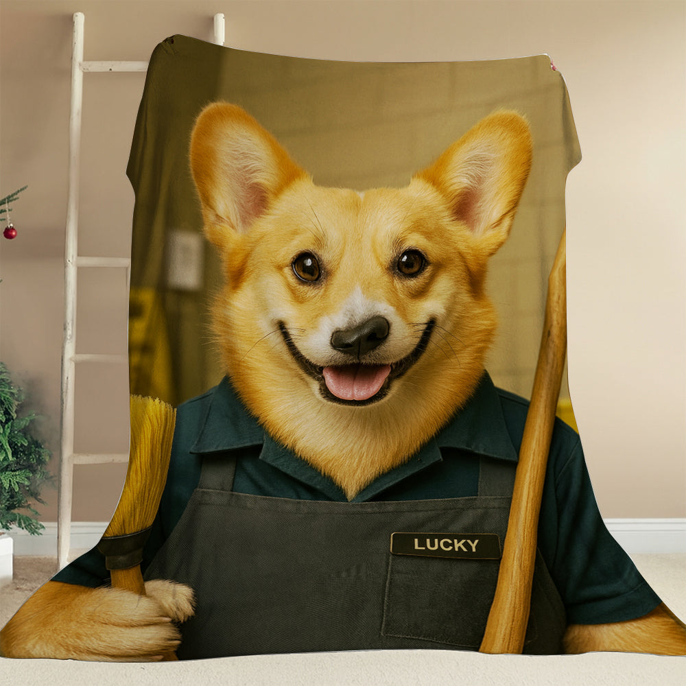 Custom Photo Janitor Dog BlanketGift For Dog Lovers