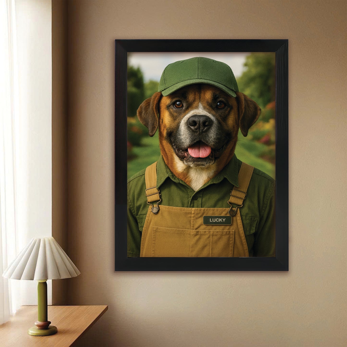 Custom Photo Gardener 2 Dog Canvas Framed Wall Art Gift For Dog Lovers