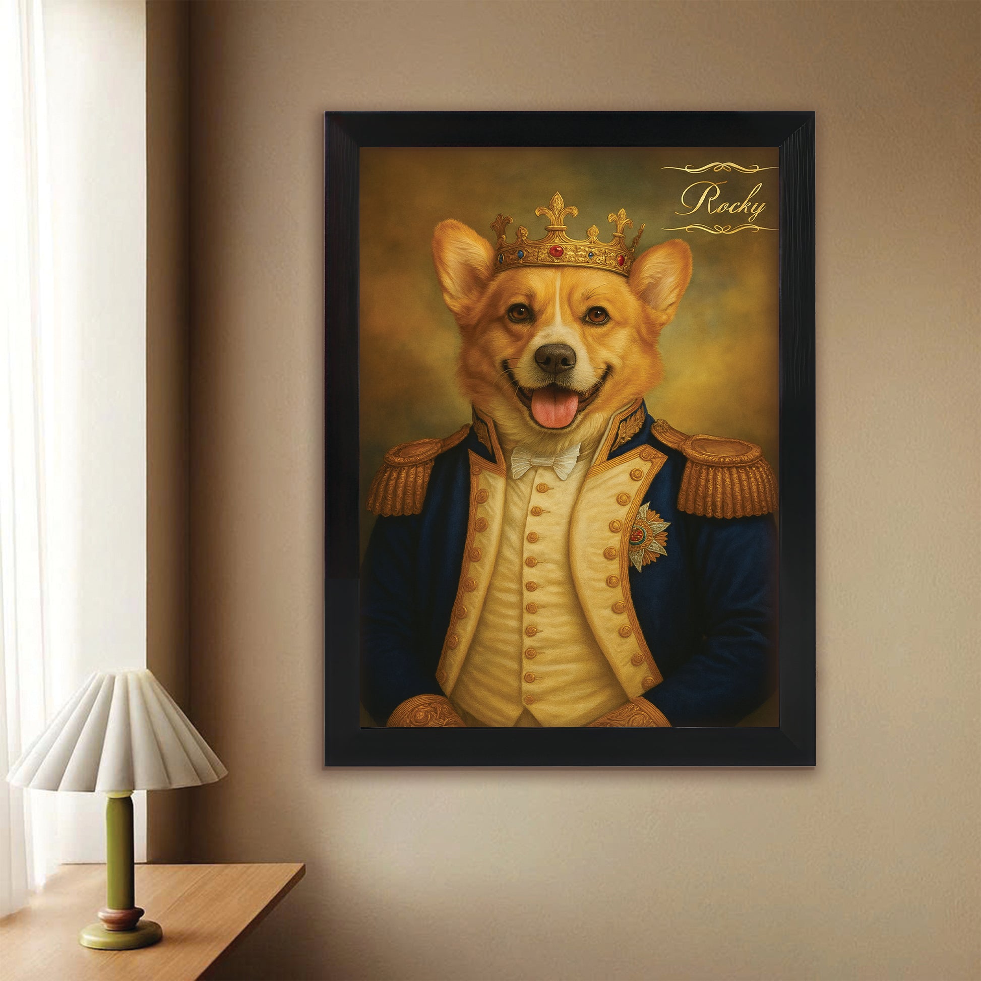 Custom Photo Great Captain Dog Canvas Framed Wall Art Gift For Dog Lovers