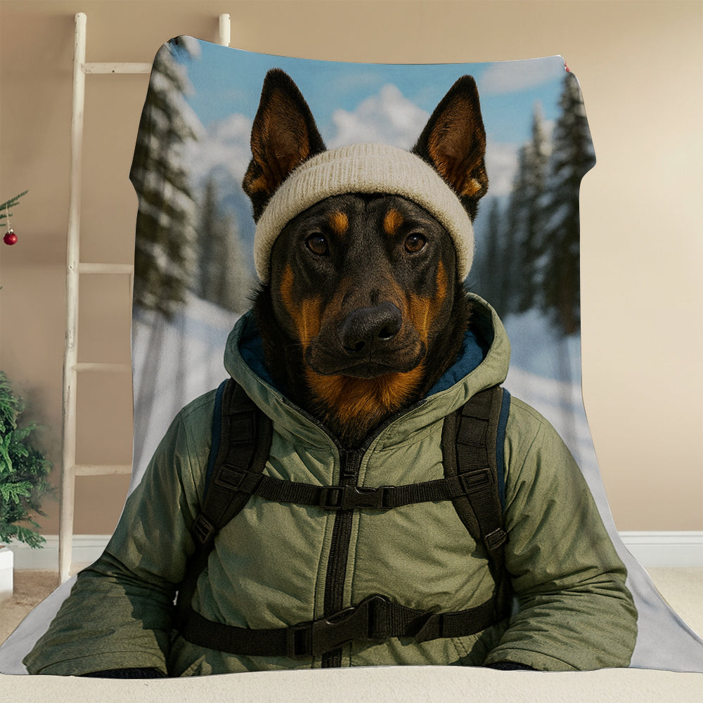 Custom Photo Winter Hiker Dog BlanketGift For Dog Lovers