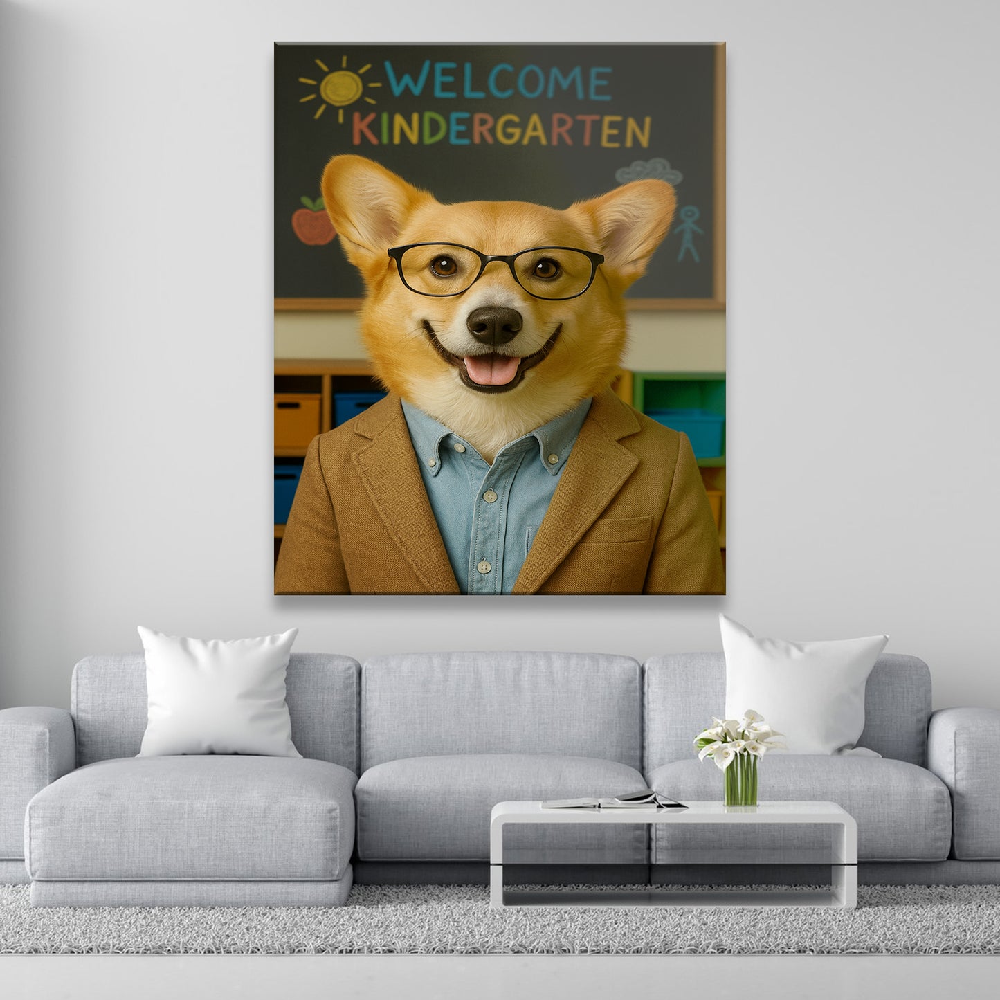 Custom Photo Kindergarten Teacher Canvas Gift For Dog Lovers
