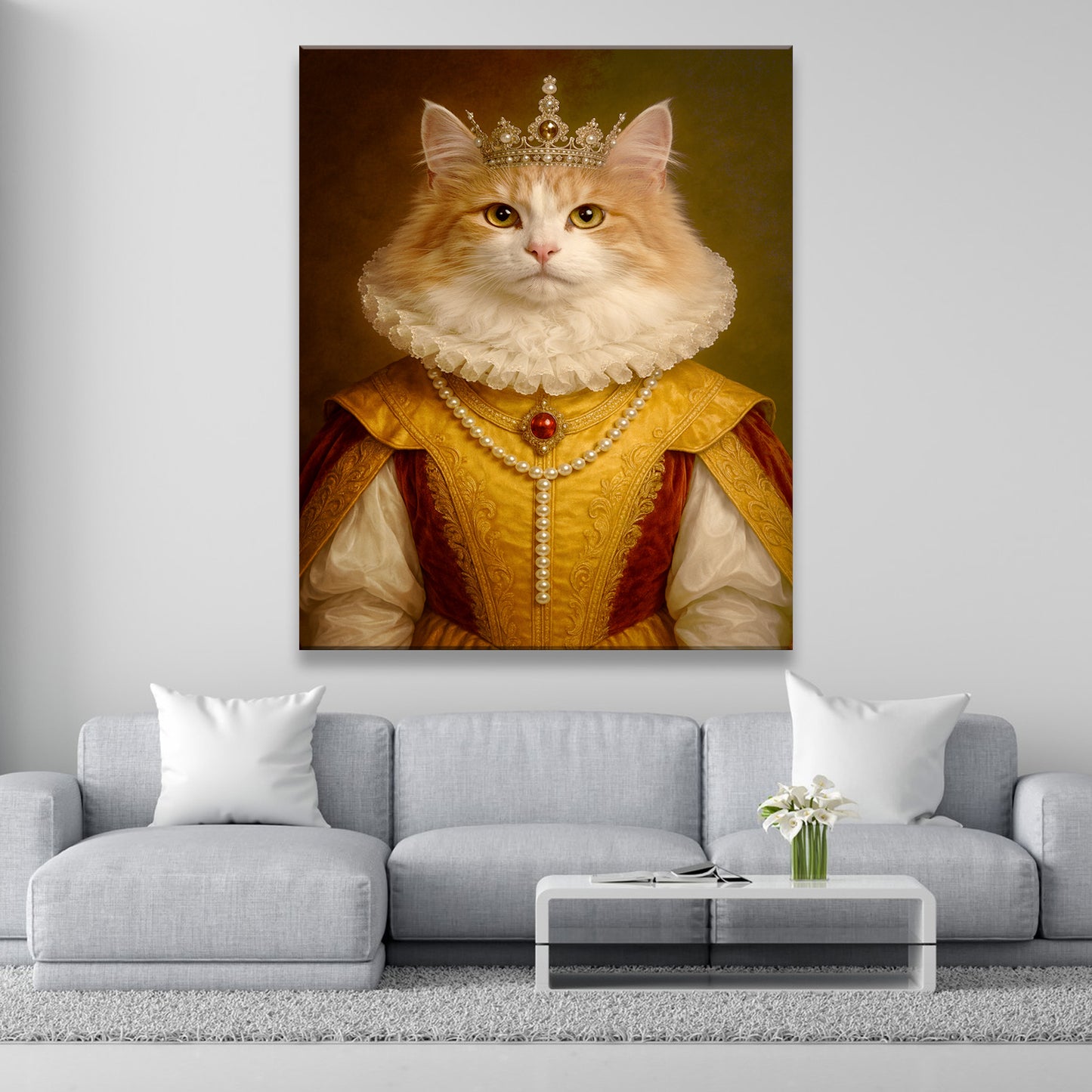 Custom Photo Cat Queen Royal Canvas Gift For Cat Lovers