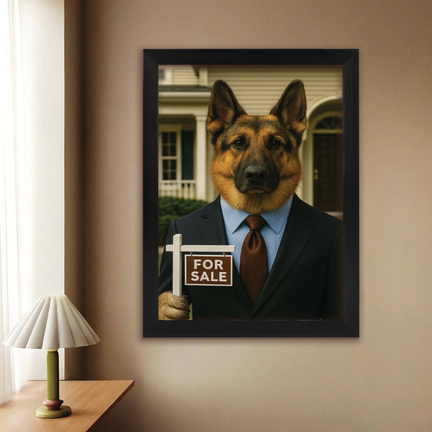 Custom Photo Realtor Dog Canvas Framed Wall Art Gift For Dog Lovers