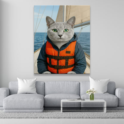 Custom Photo Sailor Cat Canvas Gift For Cat Lovers