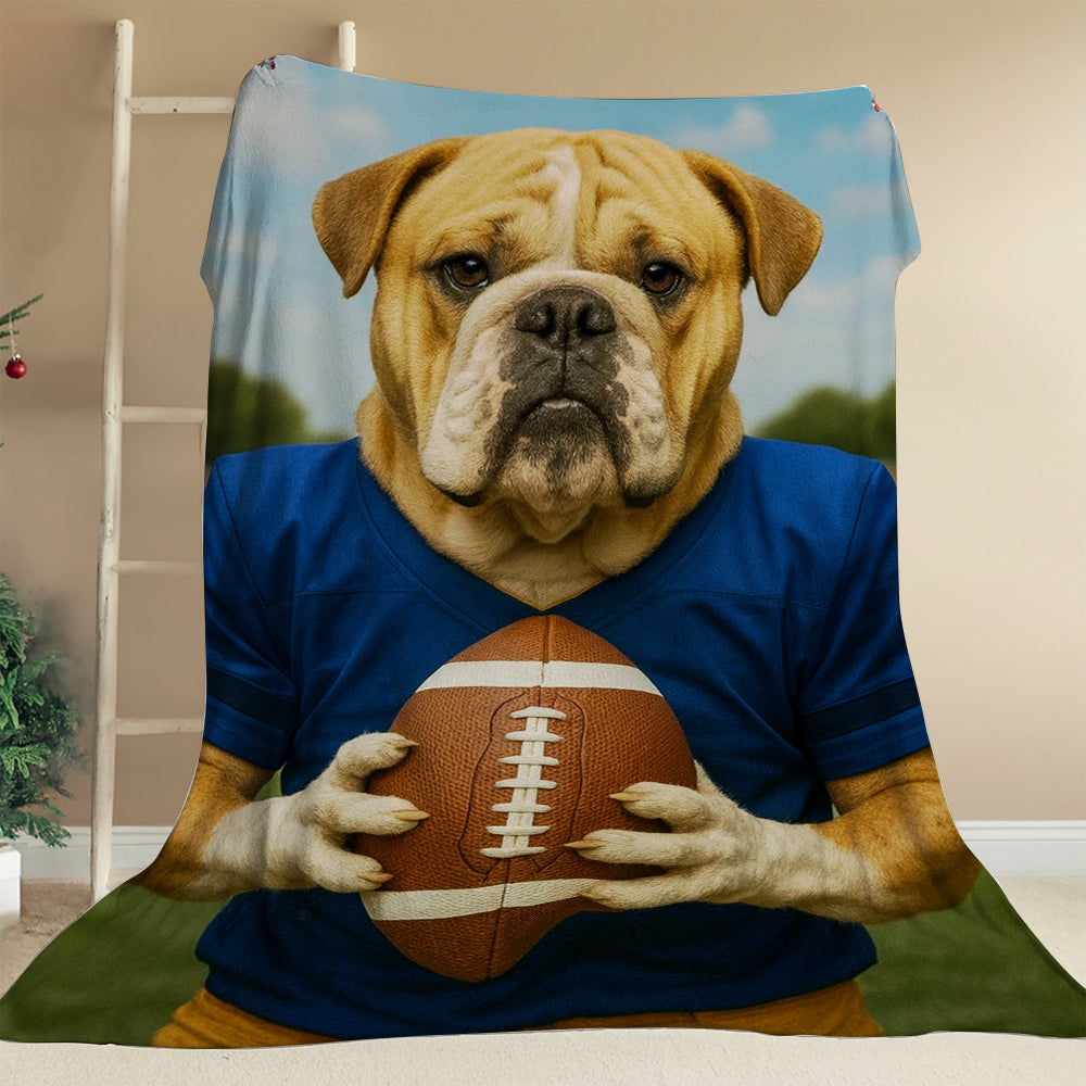 Custom Photo Football Player Dog BlanketGift For Dog Lovers