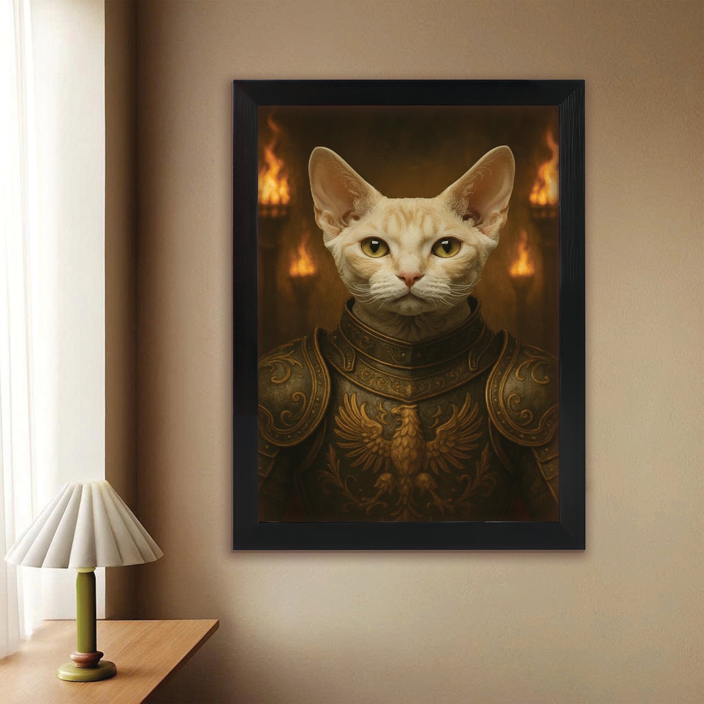 Custom Photo Cat Knight Royal Canvas Framed Wall Art Gift For Cat Lovers