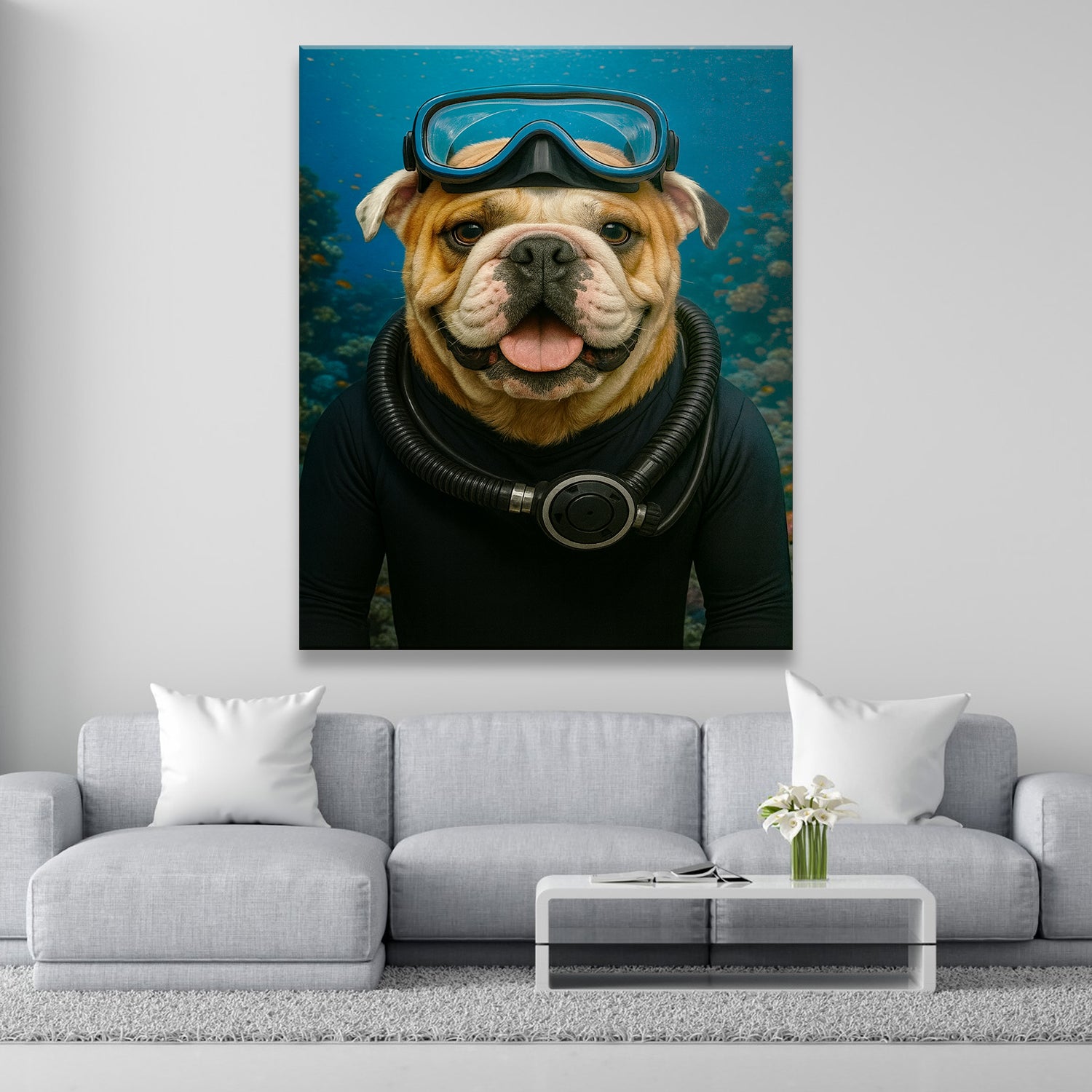 Custom Photo Scuba Diving Dog Gift For Dog Lovers