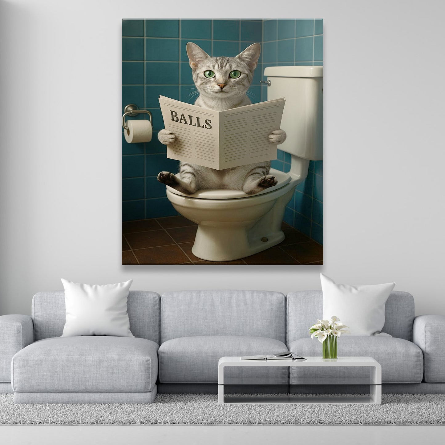 Custom Photo Cat Bathroom Style 7 Canvas Gift For Cat Lovers
