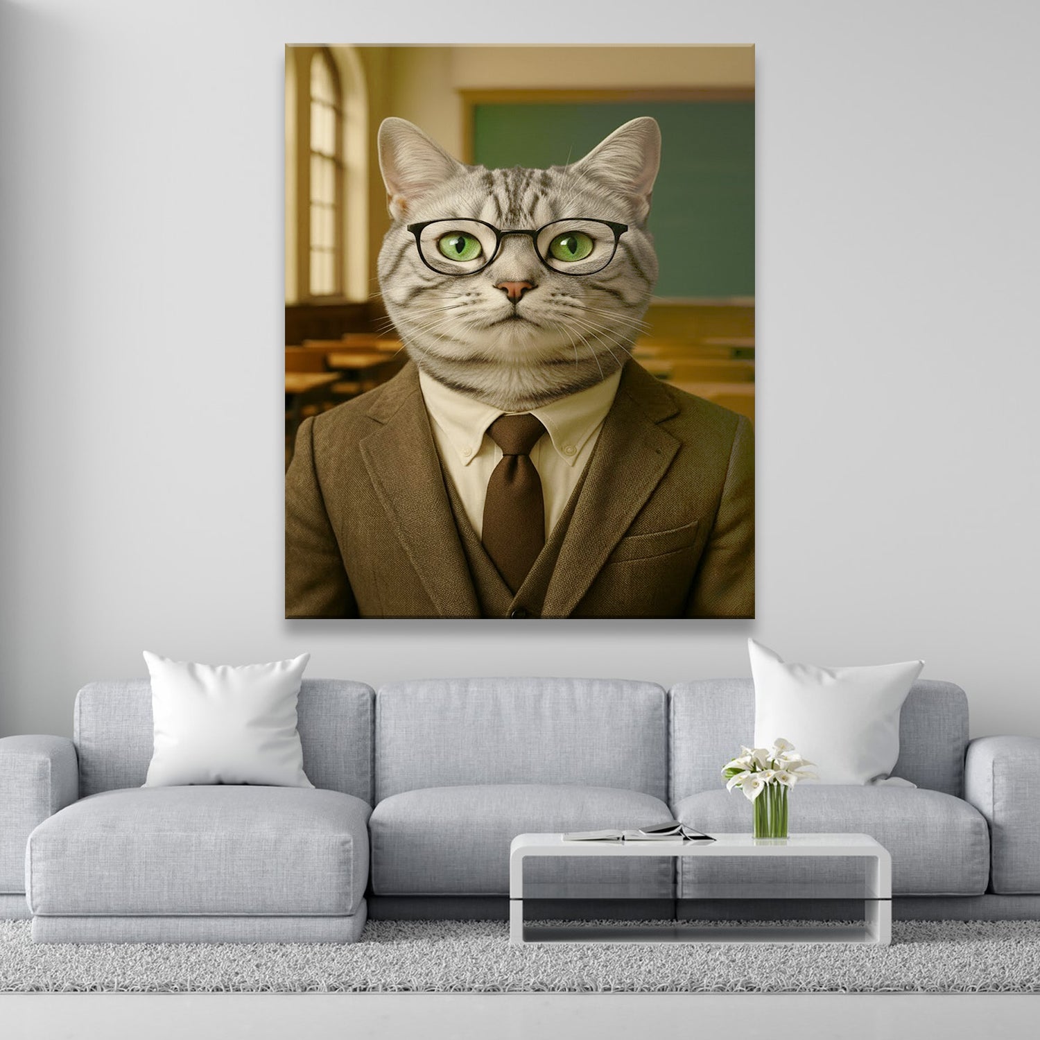 Custom Photo Teacher Cat Canvas Gift For Cat Lovers
