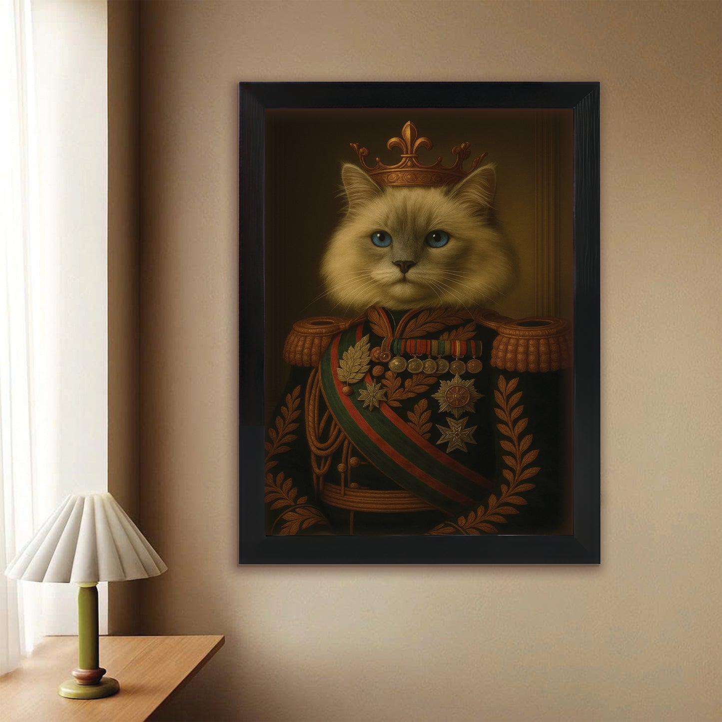 Custom Photo Cat King Crown Royal Canvas Framed Wall Art _ Gift For Cat Lovers