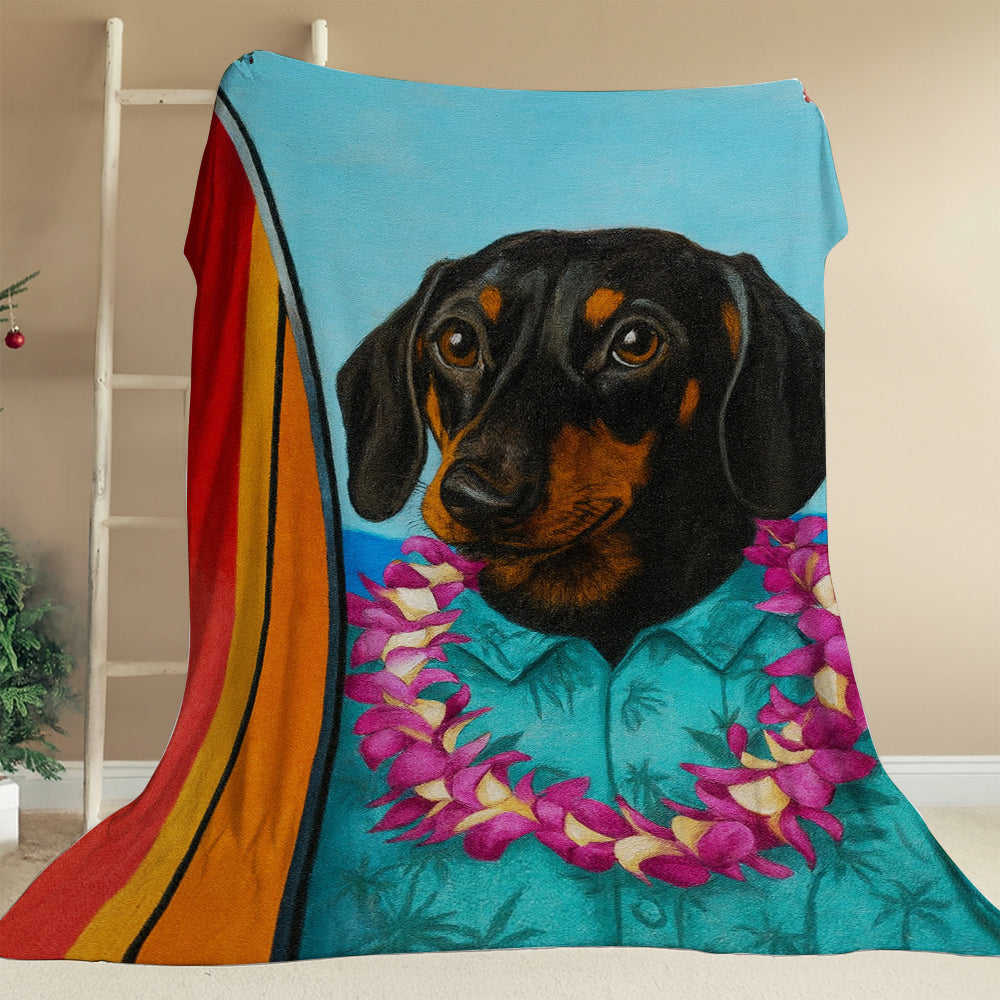 Custom Photo Surfer Dog BlanketGift For Dog Lovers