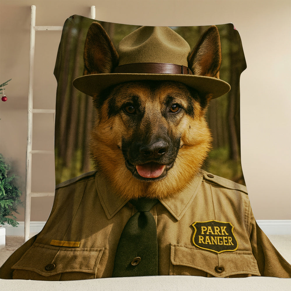Custom Photo Park Ranger Dog Canvas