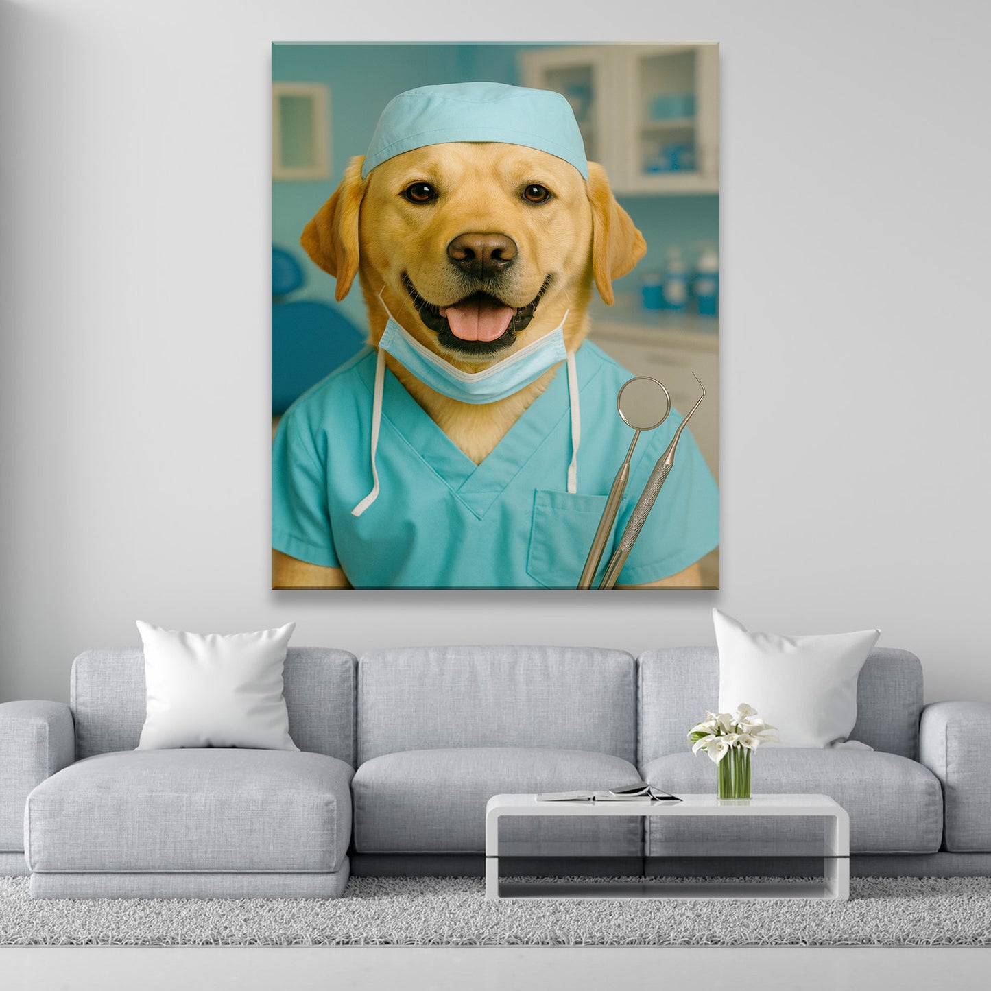 Custom Photo Dentist Dog Canvas Gift For Dog Lover