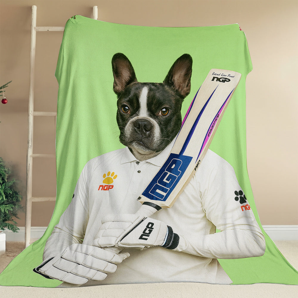 Custom Photo Cricketer Dog BlanketGift For Dog Lovers