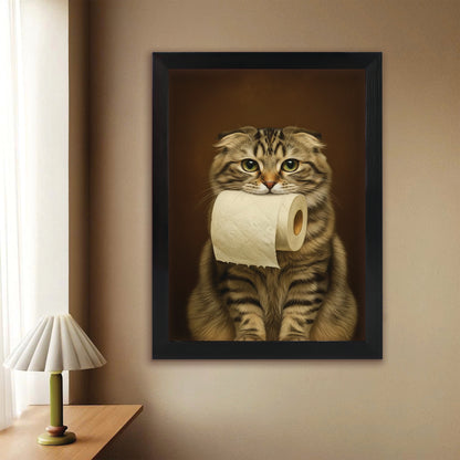 Custom Photo Cat Bathroom Style 18 Canvas Framed Wall Art Gift For Cat Lovers