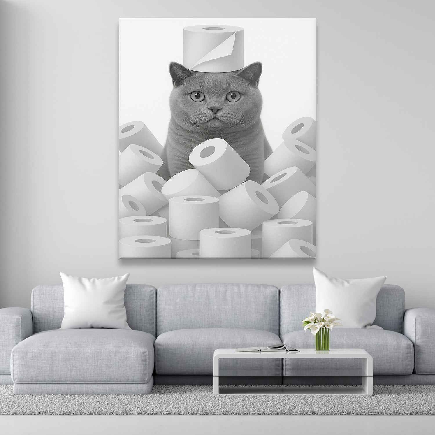 Custom Photo Cat Bathroom Canvas