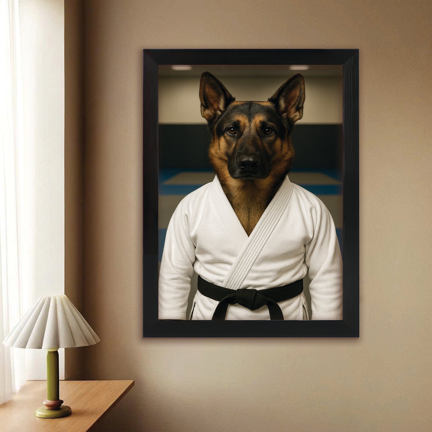 Custom Photo Jiu Jitsu Dog Canvas Framed Wall Art Gift For Dog Lovers