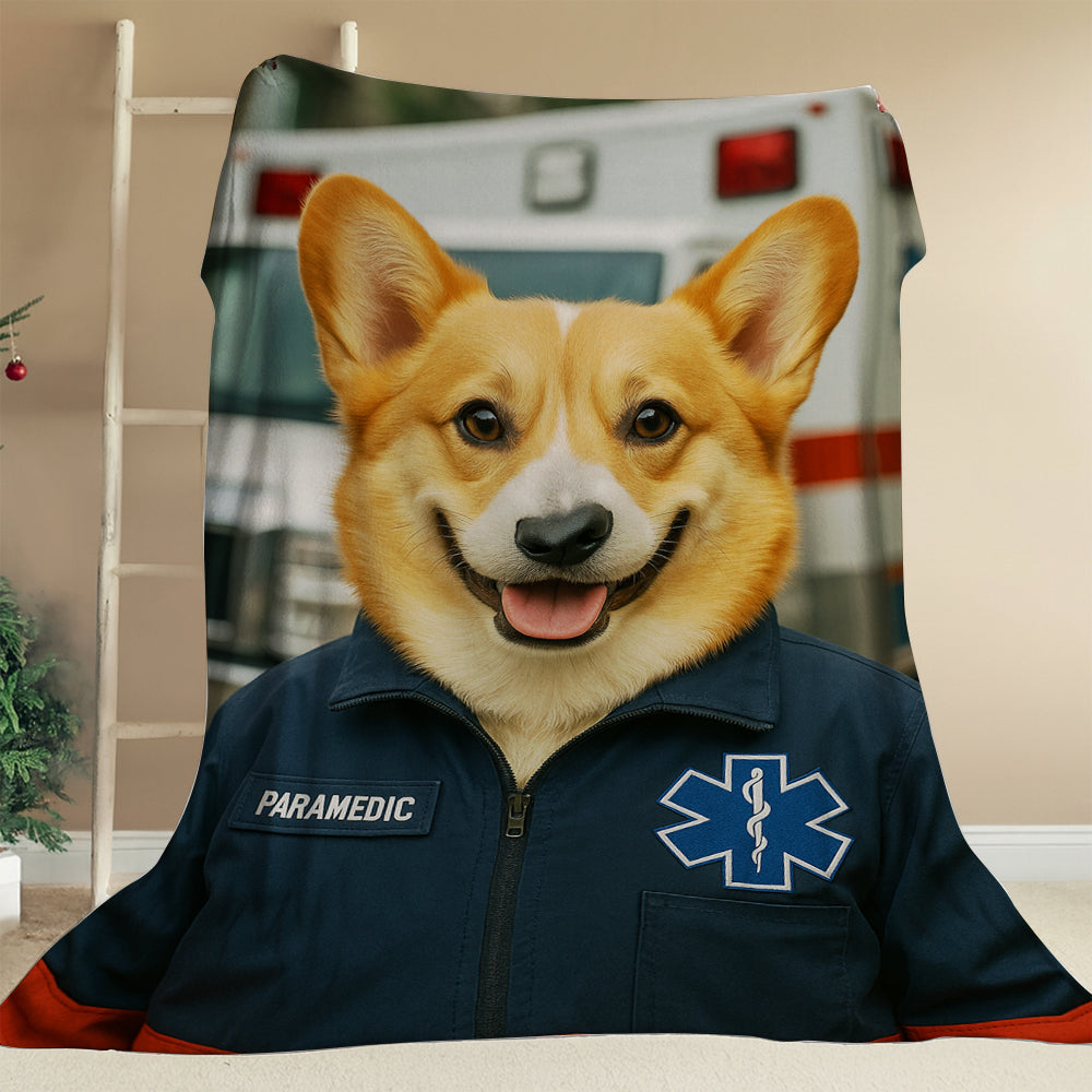 Custom Photo Paramedic Emt Dog BlanketGift For Dog Lovers